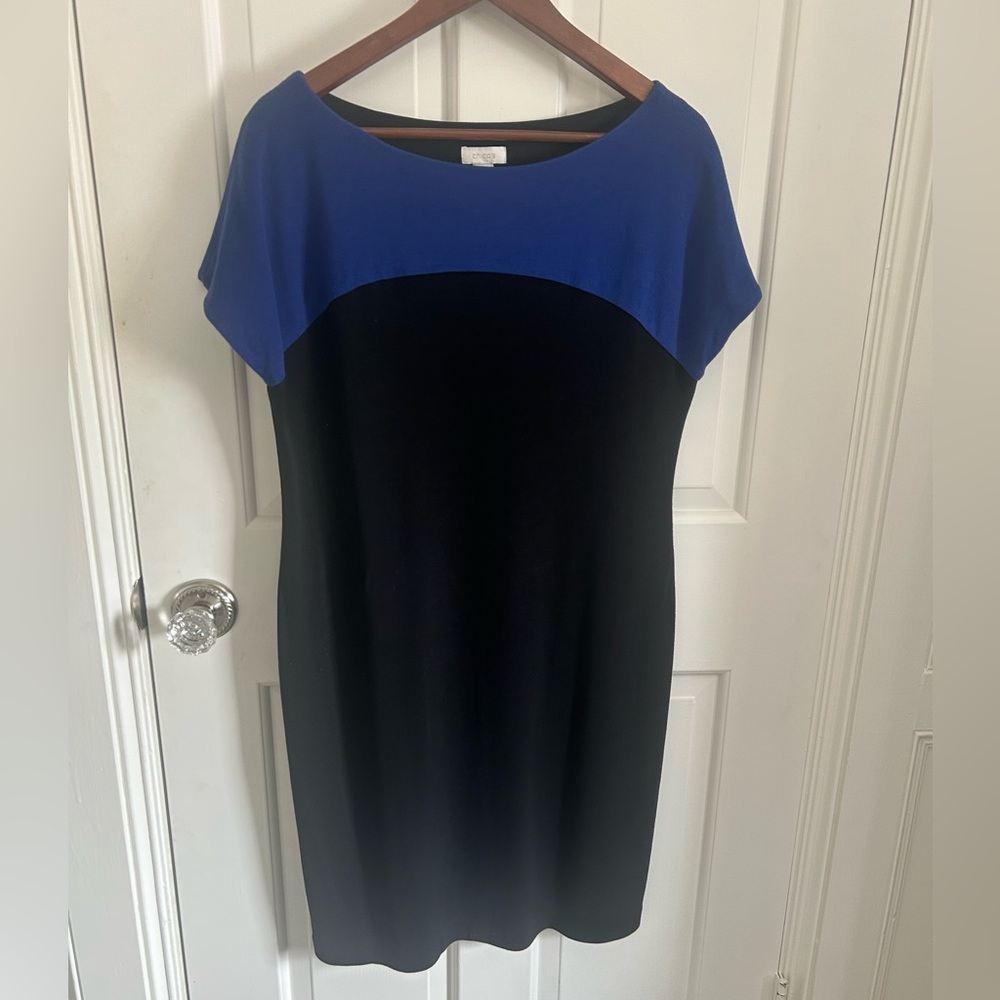 Chico's Black and Blue Colorblock Dress